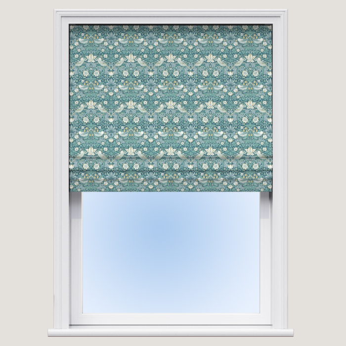 Strawberry Thief Teal Roman Blind