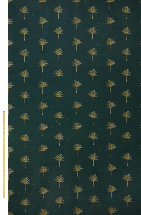 Tropical Palm Velvet Forest Green Fabric by Sara Miller