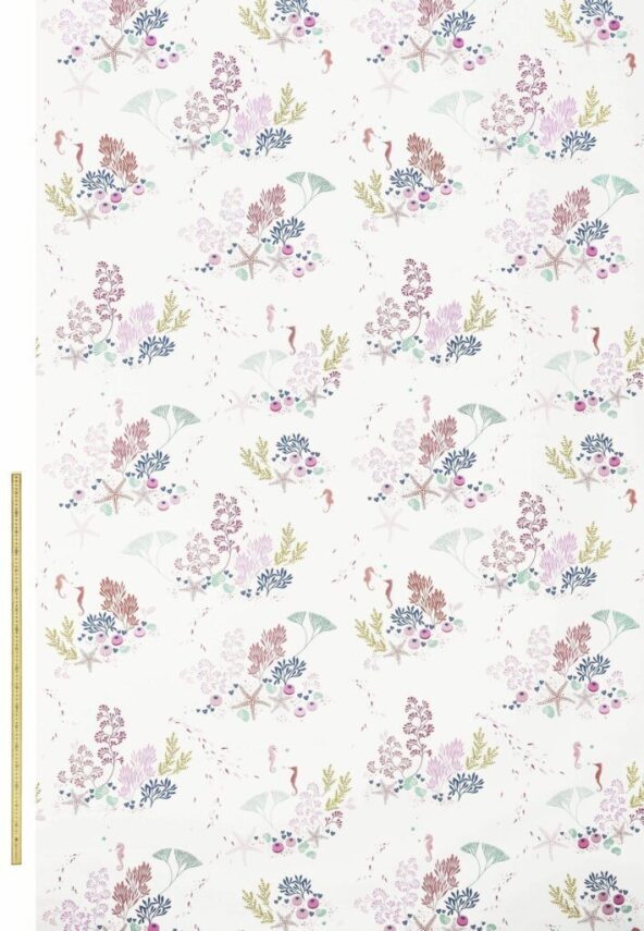 Underwater Sateen White Fabric by Sara Miller