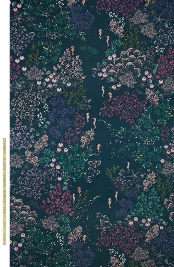 Underwater Velvet Midnight Fabric by Sara Miller