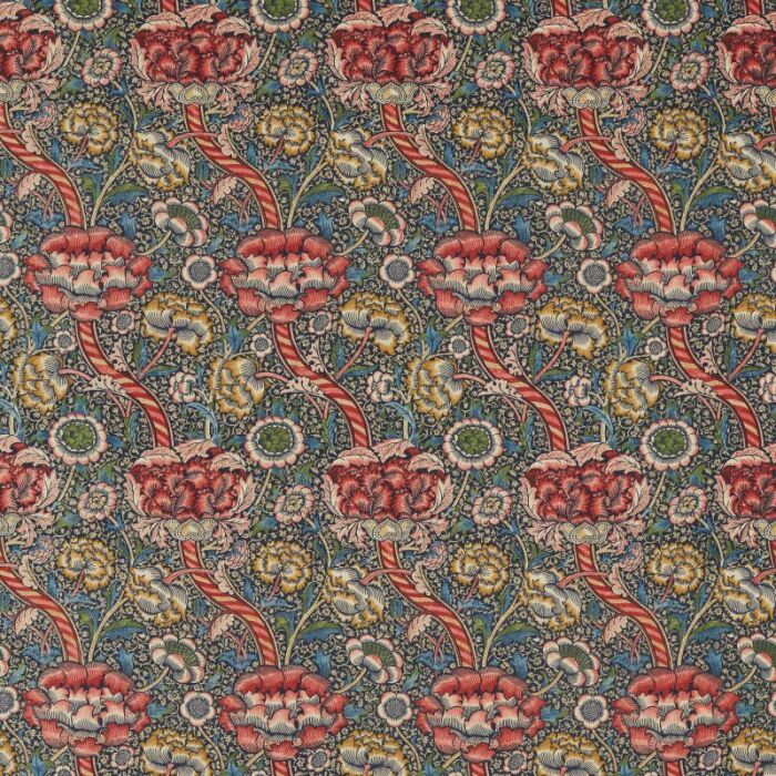 Wandle Indigo/Carmine Fabric by Morris & Co