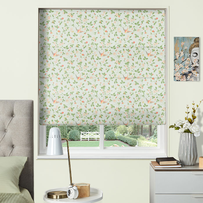 Roman Blind in Wild Strawberry Dove Linen by Clarke And Clarke