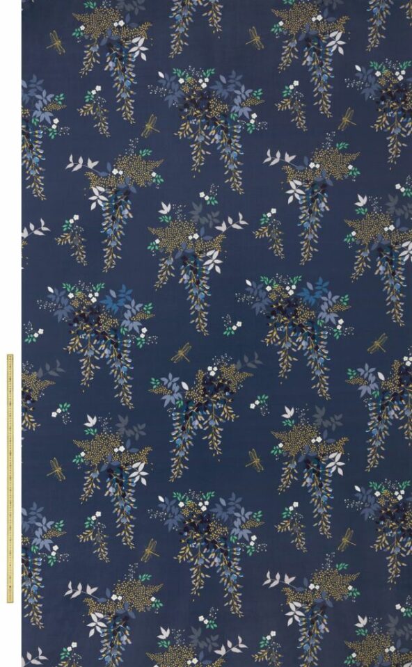 Wisteria Velvet Navy Fabric by Sara Miller