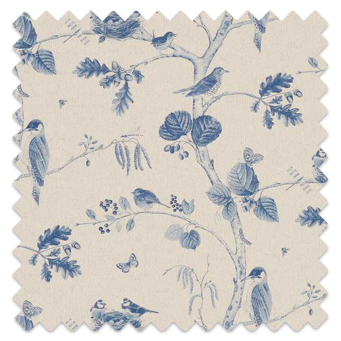 Swatch of Woodland Chorus Indigo/Linen