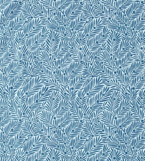 Yew & Aril Indigo Fabric by Morris & Co