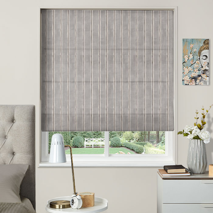 Electric Roman Blind in Rowing Stripe Pewter
