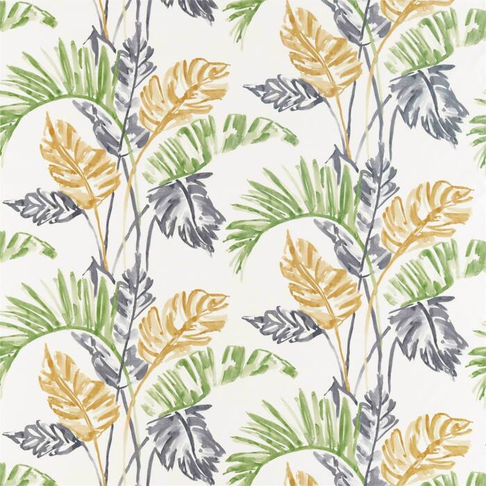 Toshiko Saffron Charcoal Wasabi Fabric by Harlequin