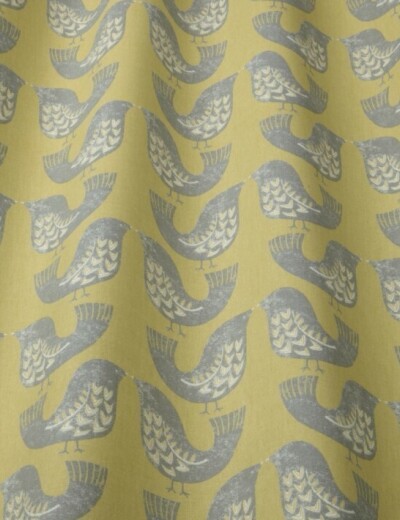 iLiv Scandi Birds Mustard Curtain Fabric