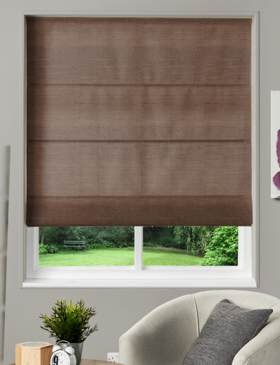 Made To Measure Roman Blind Dupion Faux Silk Cinnamon
