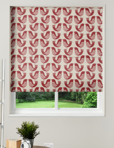 Made To Measure Roman Blind iLiv Scandi Birds Scarlet