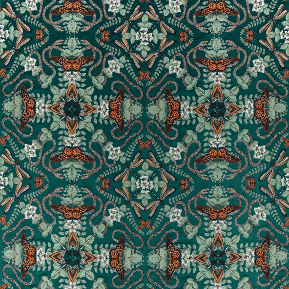 Emerald Forest Teal Jacquard Fabric by Clarke And Clarke