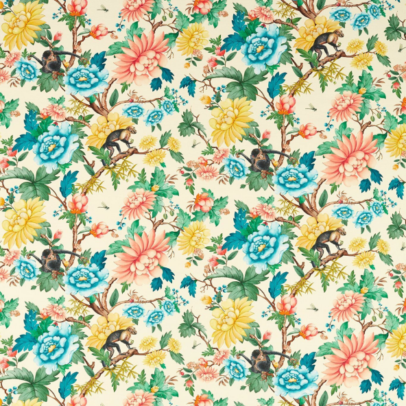 Sapphire Garden Ivory Fabric by Clarke And Clarke