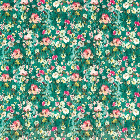 Wild Meadow Mineral Velvet Fabric by Clarke And Clarke