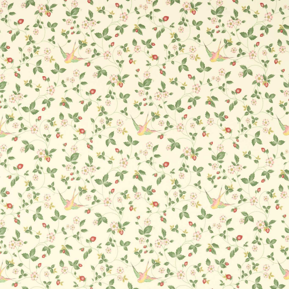 Wild Strawberry Ivory Linen Fabric by Clarke And Clarke