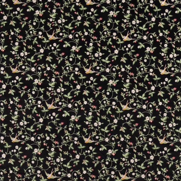 Wild Strawberry Noir Embroidery Fabric by Clarke And Clarke