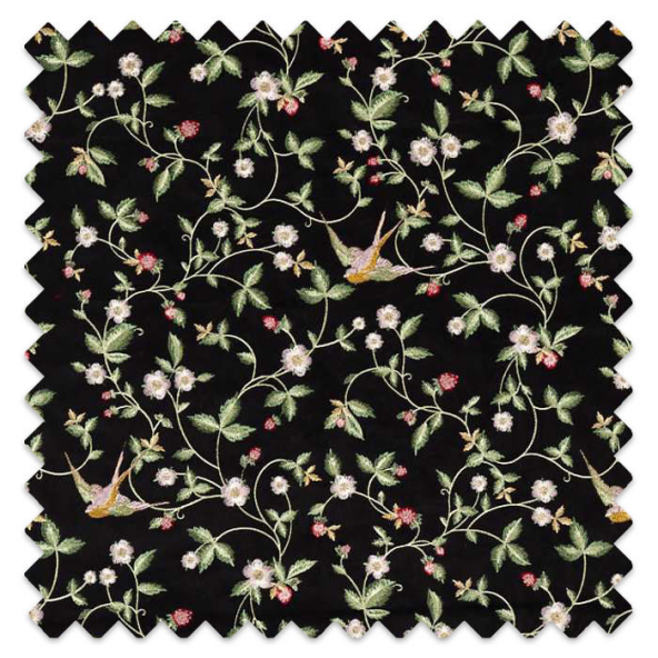 Swatch of Wild Strawberry Noir Embroidery by Clarke And Clarke