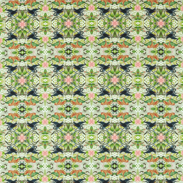 Wonderlust Tea Story Dove Fabric by Clarke And Clarke