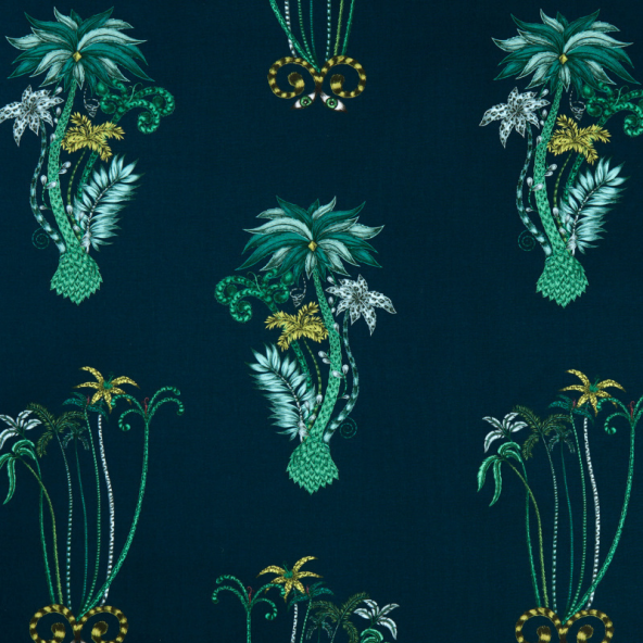 Jungle Palms Navy Fabric Flat Image