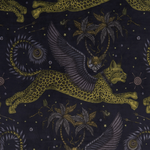Lynx Charcoal Velvet Fabric Flat Image