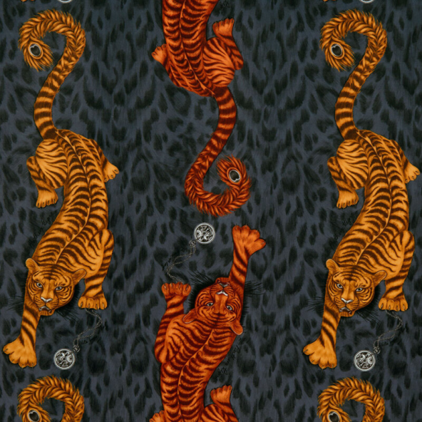 Tigris Flame Velvet Fabric Flat Image