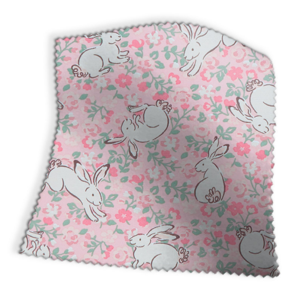 Jumping Bunnies Blush Fabric Swatch