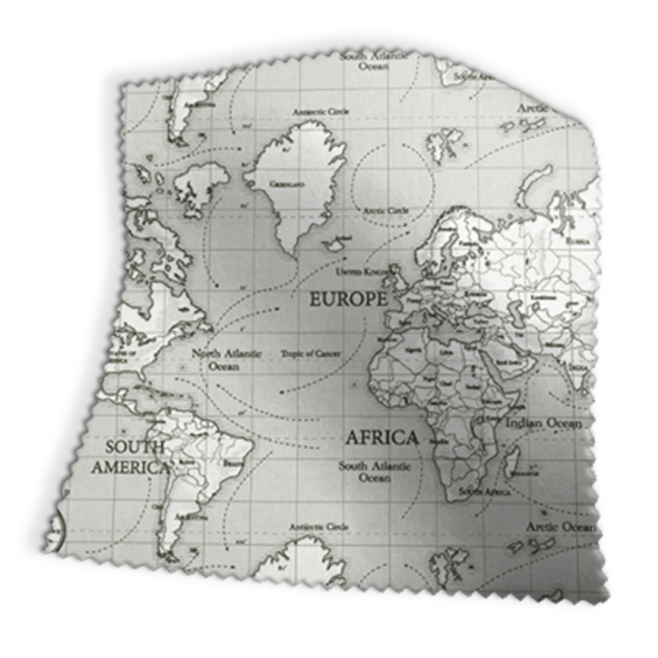 Maps Grey Fabric Swatch