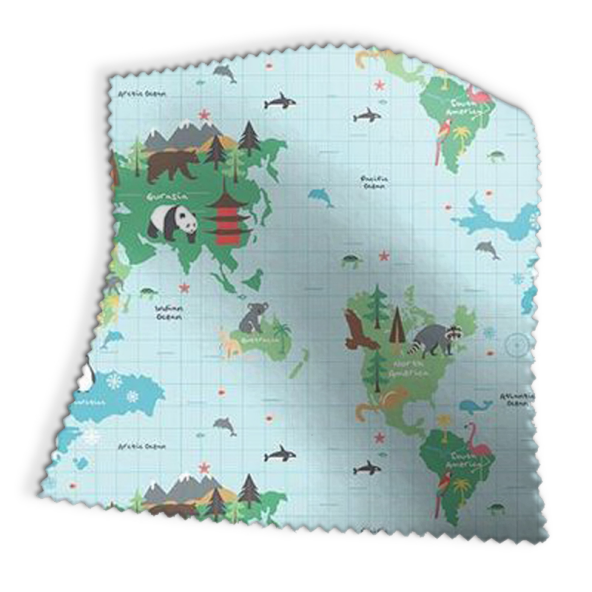 World Map Multi Fabric Swatch