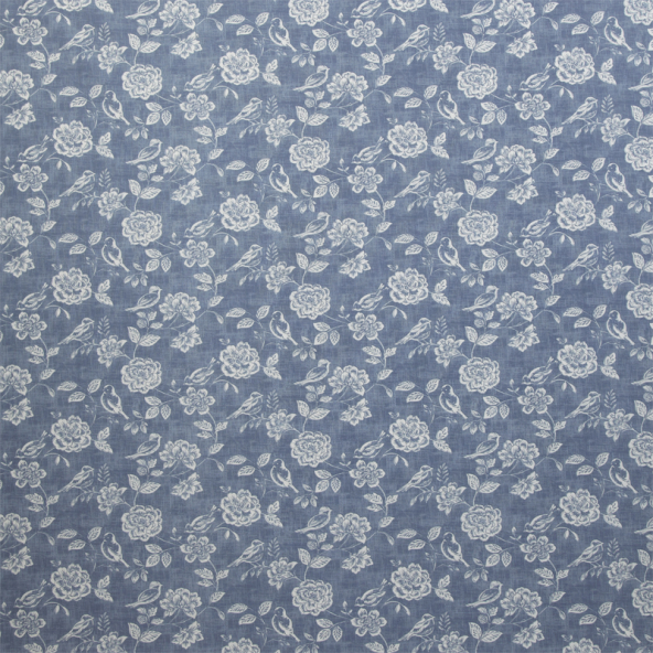 Bird Garden Denim Fabric Flat Image