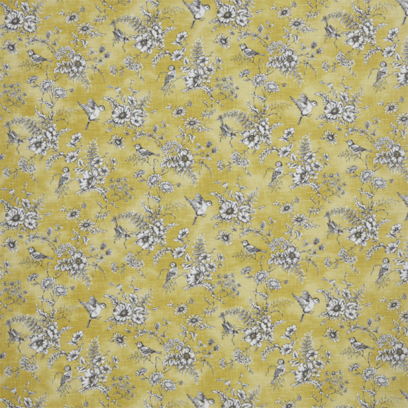 Finch Toile Buttercup Fabric Flat Image
