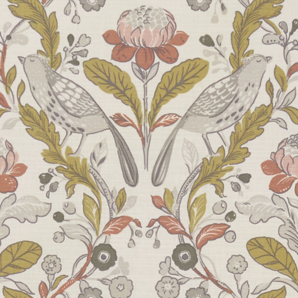 Orchard Birds Ochre Fabric