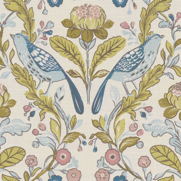 Orchard Birds Teal/Blush Fabric