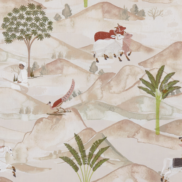 Sahara Charcoal/Ochre Fabric