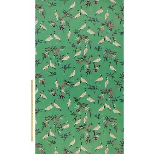 Heron Velvet Green Fabric by Sara Miller