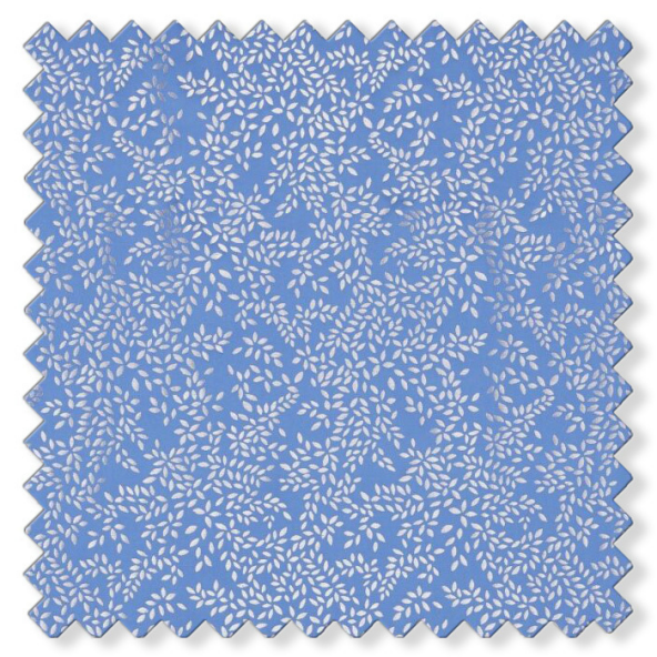 Swatch of Metallic Leaves Cornflower Blue by Sara Miller