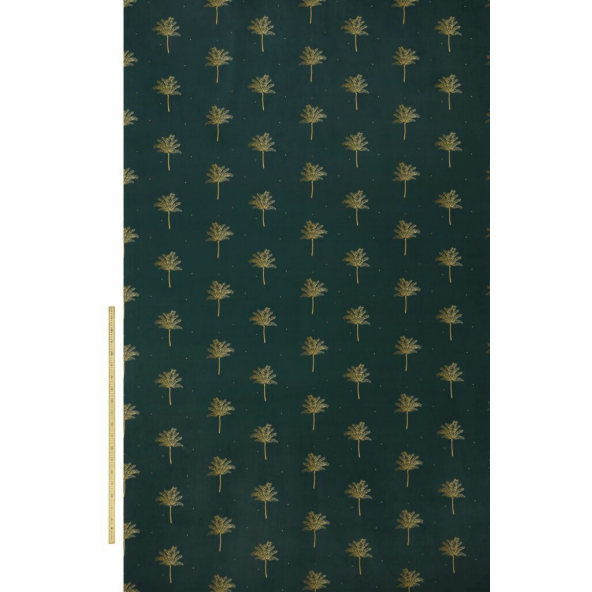 Tropical Palm Velvet Forest Green Fabric by Sara Miller