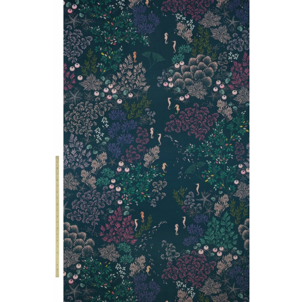 Underwater Velvet Midnight Fabric by Sara Miller