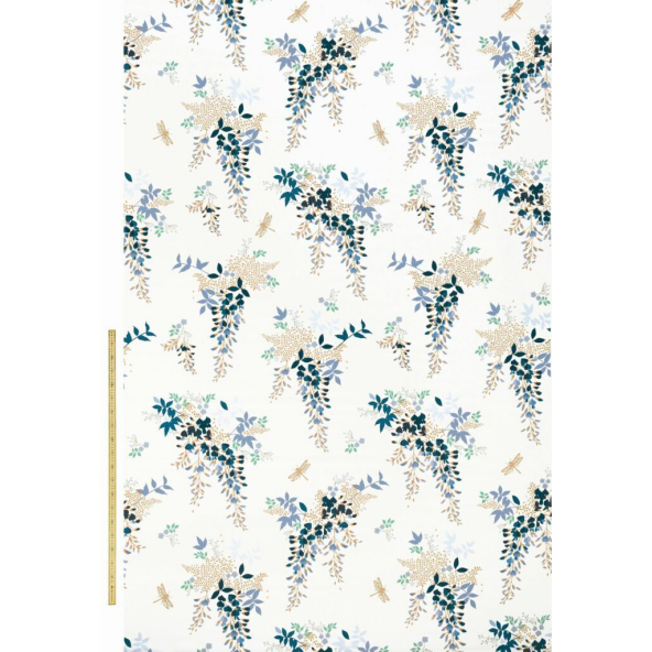 Wisteria Sateen White Fabric by Sara Miller