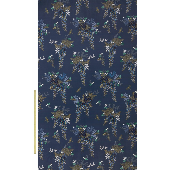 Wisteria Velvet Navy Fabric by Sara Miller