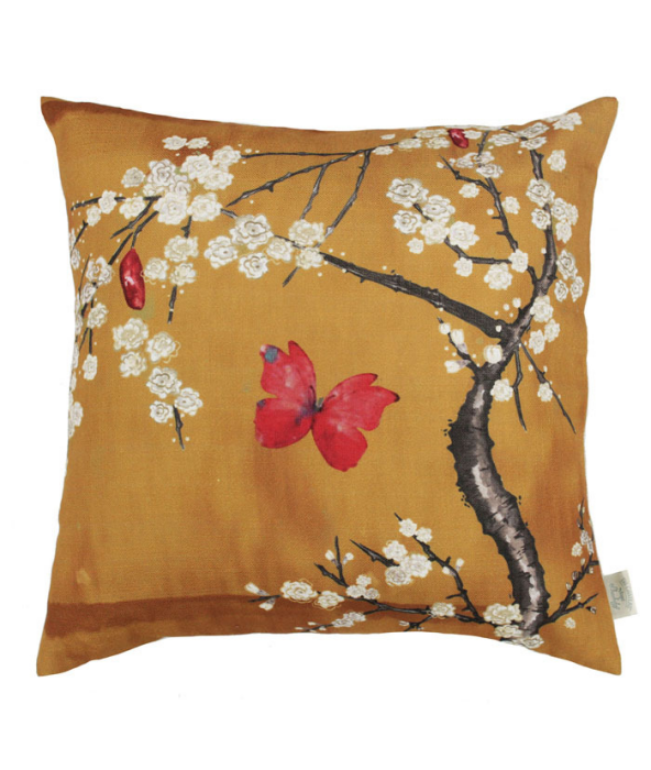 Blossom Ochre White Cushion