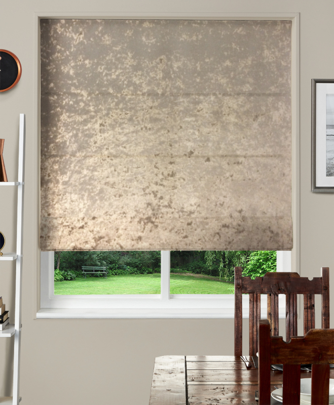 Roman Blind Crushed Velvet Palladium Truffle Curtains and Blinds 4 Homes